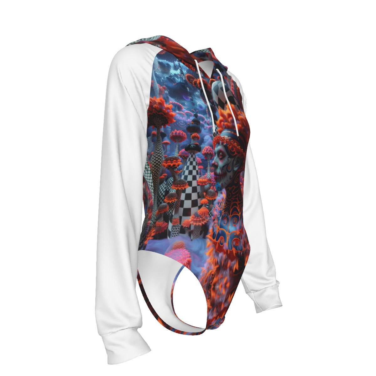 All-Over Print Women's Raglan Sleeve Hooded Bodysuit