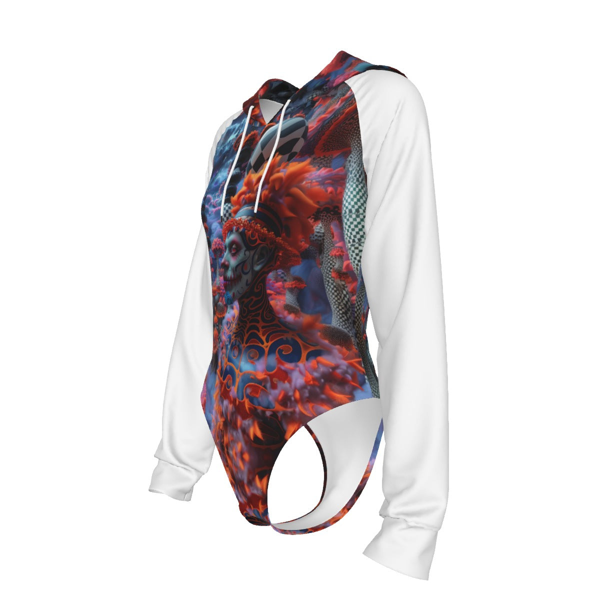 All-Over Print Women's Raglan Sleeve Hooded Bodysuit