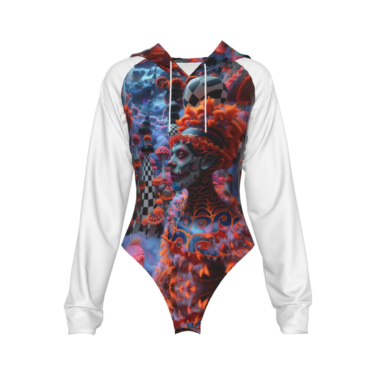 All-Over Print Women's Raglan Sleeve Hooded Bodysuit