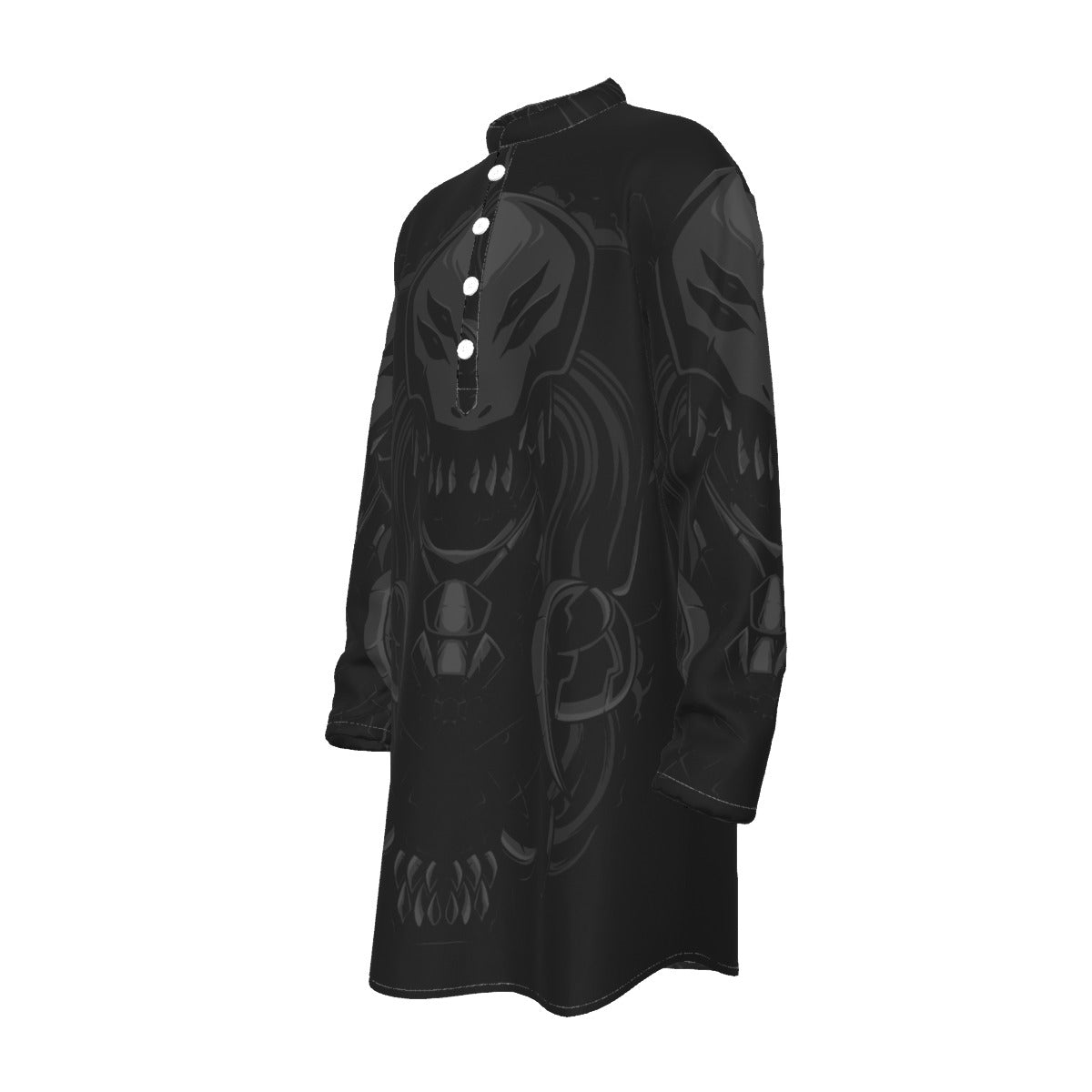 All-Over Print Men's Stand-up Collar Long Shirt