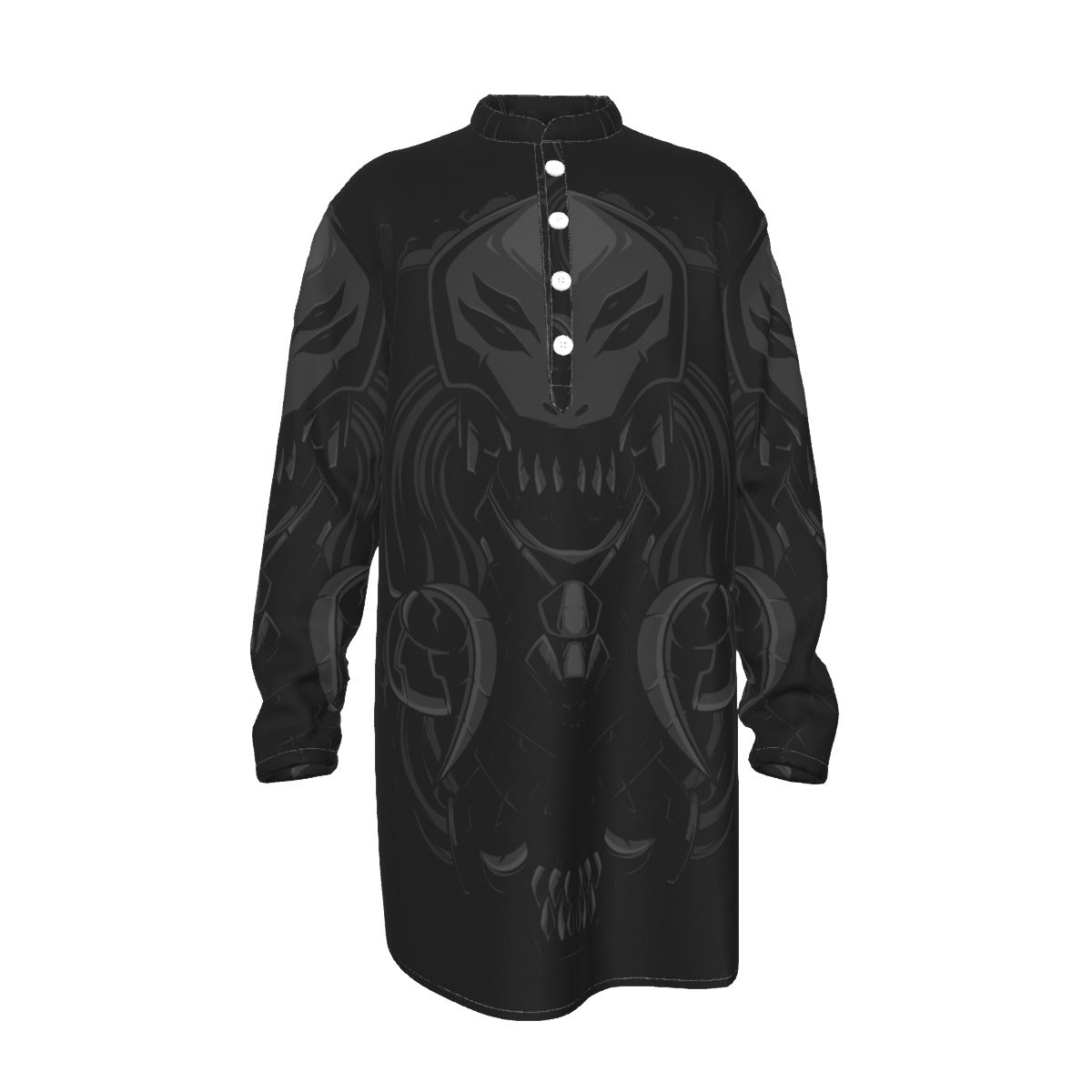 All-Over Print Men's Stand-up Collar Long Shirt