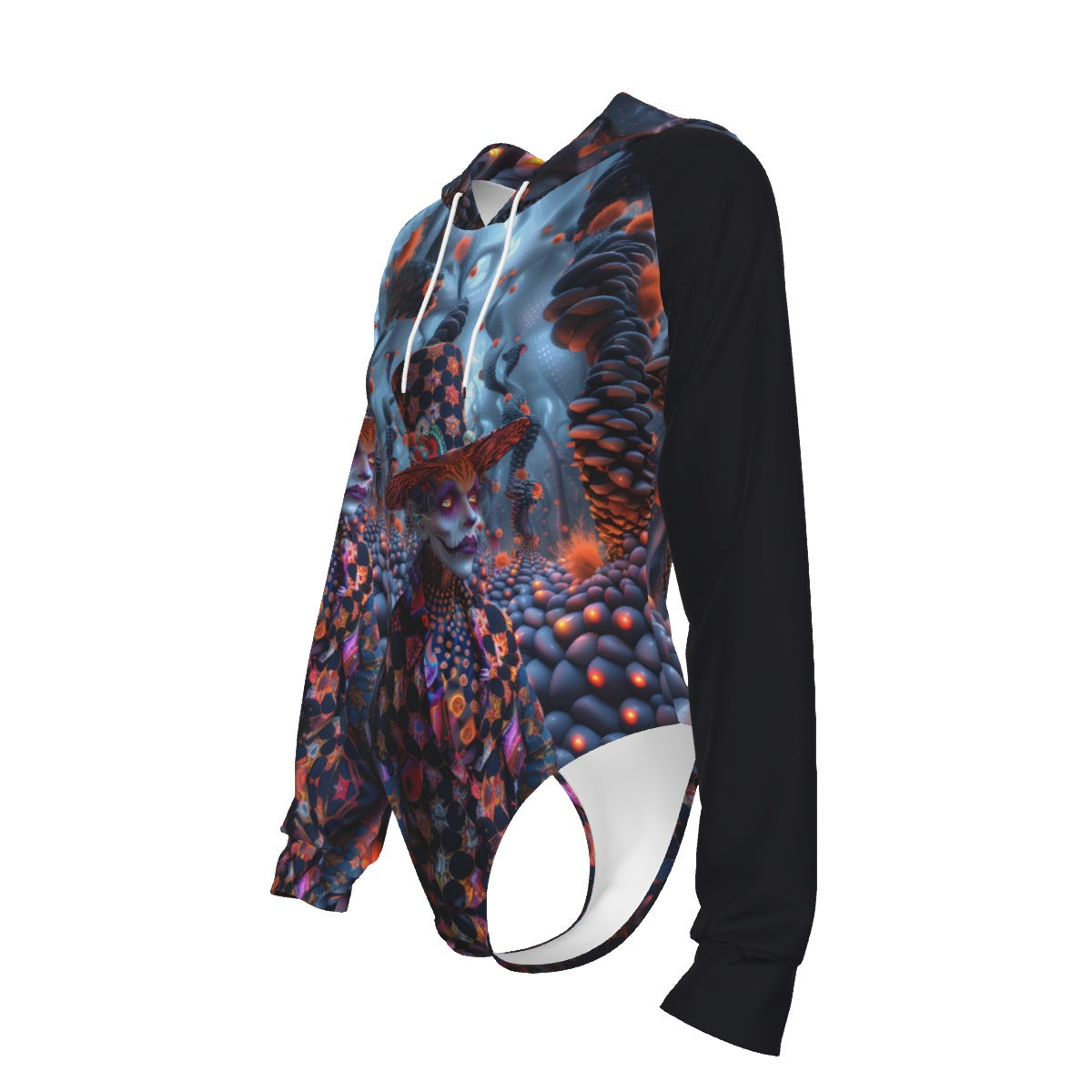 All-Over Print Women's Raglan Sleeve Hooded Bodysuit