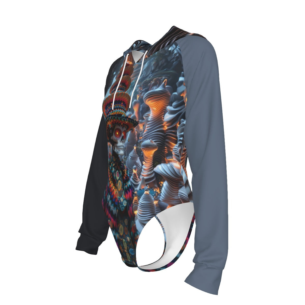 All-Over Print Women's Raglan Sleeve Hooded Bodysuit