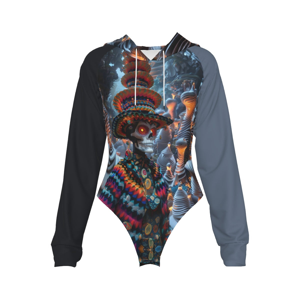 All-Over Print Women's Raglan Sleeve Hooded Bodysuit