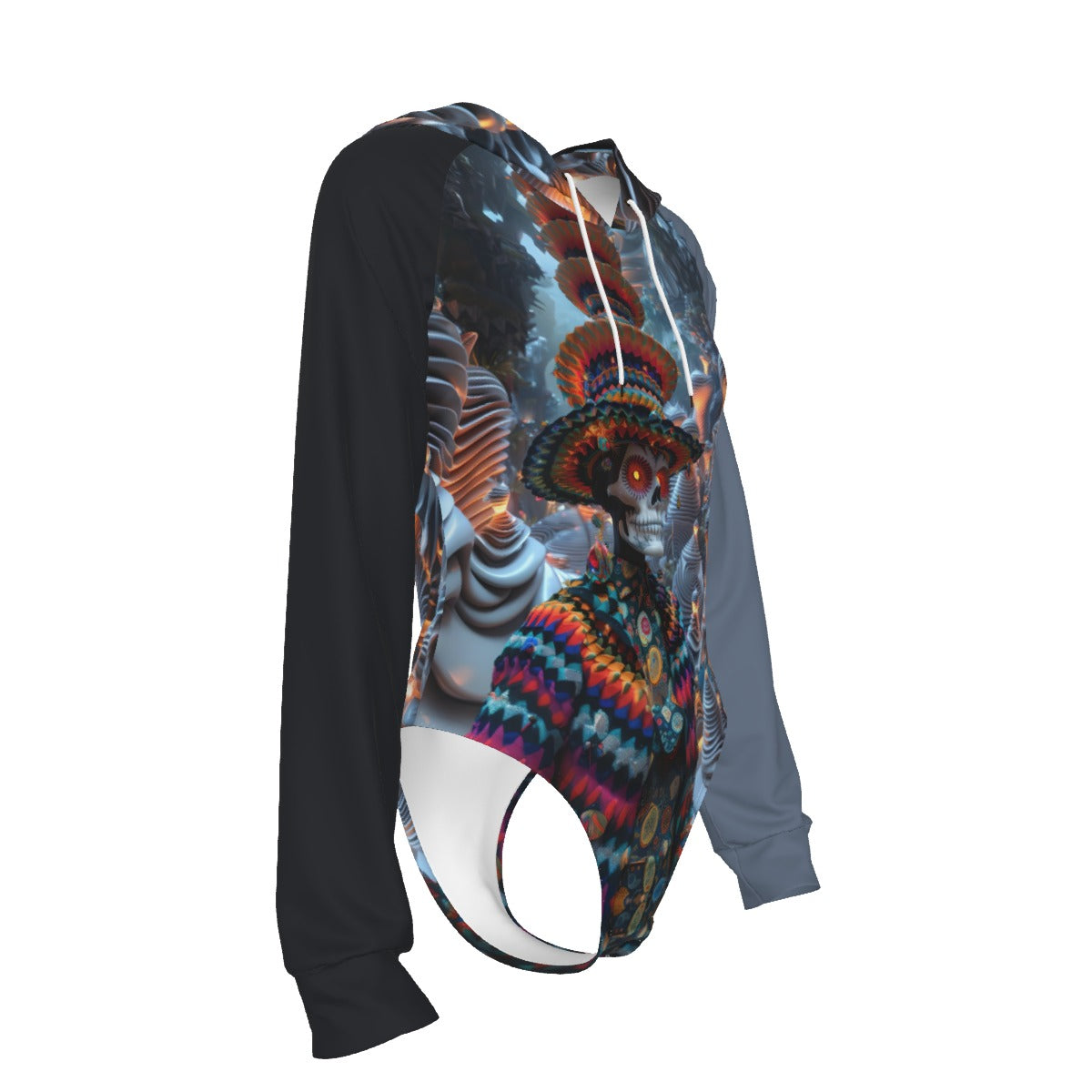 All-Over Print Women's Raglan Sleeve Hooded Bodysuit